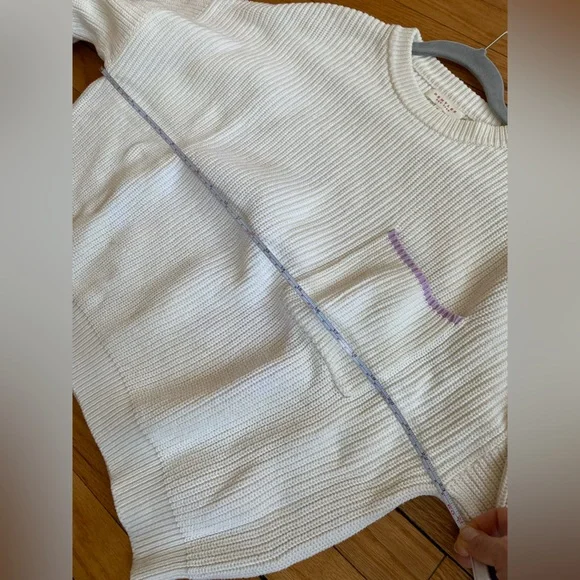 Demylee White Sweater with Purple Accent Design Size Medium - Picture 3 of 5